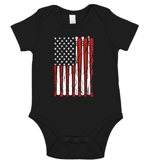 Vintage American Flag Baseball 4th Of July Short Sleeve Baby One-Piece
