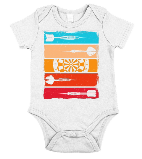 Vintage Darts Theme Dartboard Dart Player Short Sleeve Baby One-Piece
