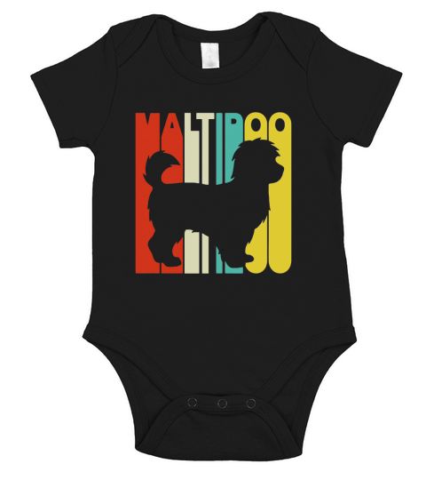 Vintage Style Maltipoo Silhouette T-Shirt Short Sleeve Baby One-Piece