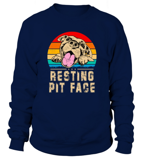 Resting Pit Face Funny Pitbull Dog Lover Vintage Sweatshirt Unisex