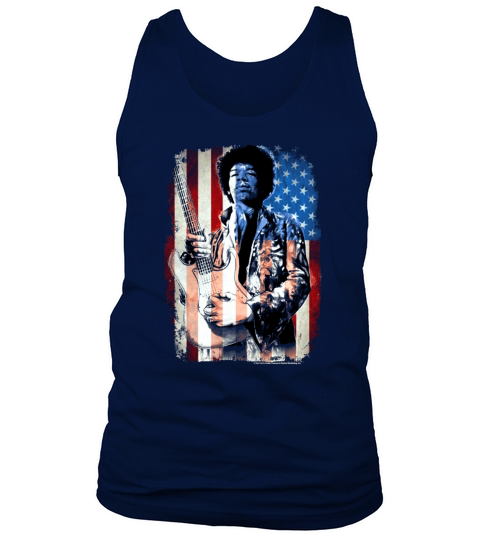 Jimi Hendrix American Flag Overlay Guitar Graphic T-Shirt Tank Top Unisex