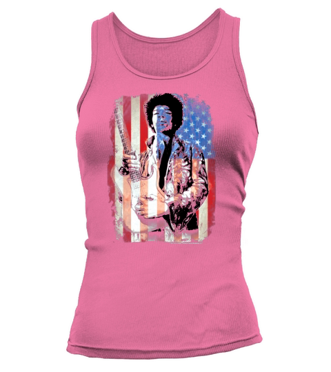 Jimi Hendrix American Flag Overlay Guitar Graphic T-Shirt Tank top Woman