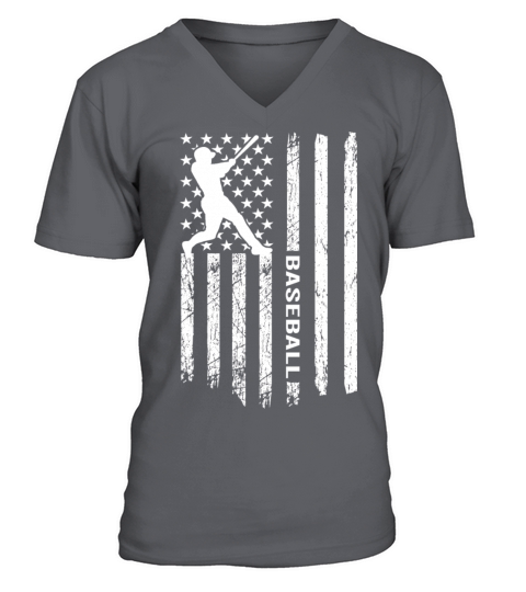 American Flag Baseball Player Vintage USA Flag V-Neck T-shirt