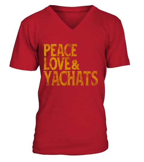 Awesome Retro 1960s Peace Love Yachats Oregon T Shirt V-Neck T-shirt