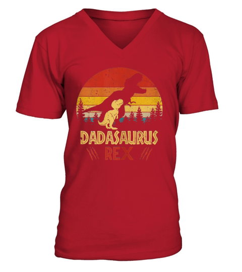 Dadasaurus Rex Vintage Retro Father Day shirt V-Neck T-shirt