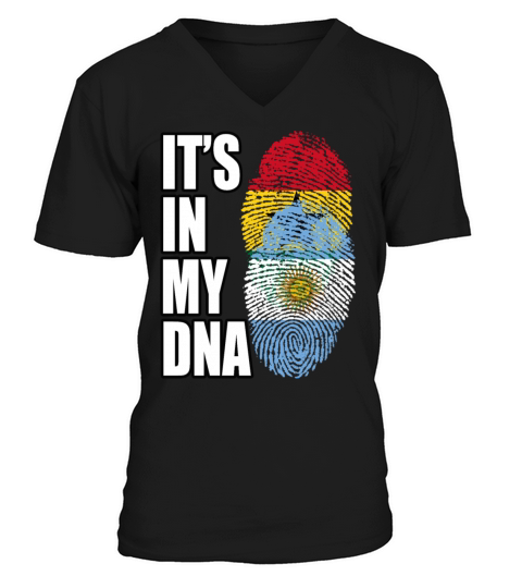 Ghanaian And Argentinian Mix Heritage DNA Flag V-Neck T-shirt