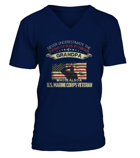 Grandpa Shirt U.S. Marine Corps Proud Veteran T-shirt For Granfathers V-Neck T-shirt