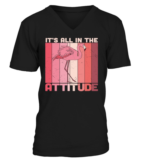 Its All In The Attitude Flamingo V-Neck T-shirt