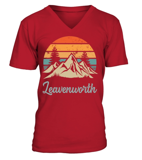Leavenworth Retro Vintage Mountain Sunset Outdoors V-Neck T-shirt