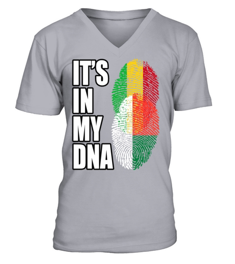 Malian And Malagasy Mix Heritage DNA Flag V-Neck T-shirt