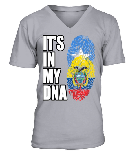 Somali And Ecuadorian Vintage Heritage DNA Flag V-Neck T-shirt