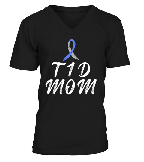 T1D Mom Diabetes Type 1 Awareness Month V-Neck T-shirt