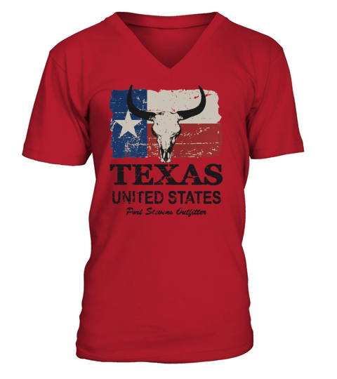 Texas Bull Flag - Vintage Look T-Shirts V-Neck T-shirt