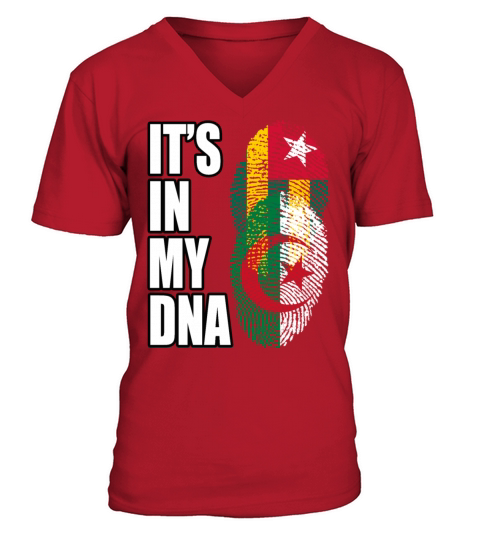 Togolese And Algerian Mix Heritage DNA Flag V-Neck T-shirt