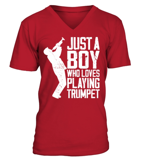 Trumpet Player Vintage Just A Boy V-Neck T-shirt