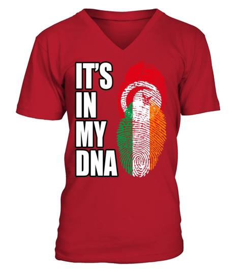 Tunisian And Irish Mix Heritage DNA Flag V-Neck T-shirt