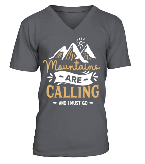 untains Are Calling Funny Mountain Camping Outdoor V-Neck T-shirt