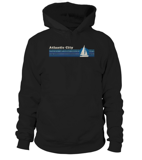 Atlantic City NJ T-Shirt Vintage 80s Sailboat Sunset Tee Hoodie Unisex