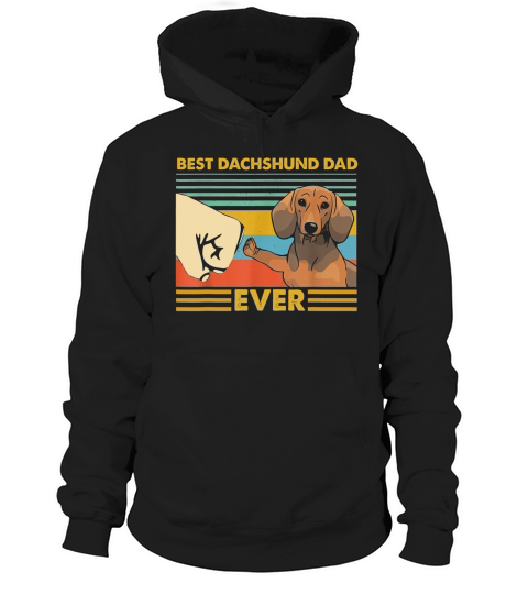 Best Dachshund Dad Ever Retro Vintage Sunset Hoodie Unisex