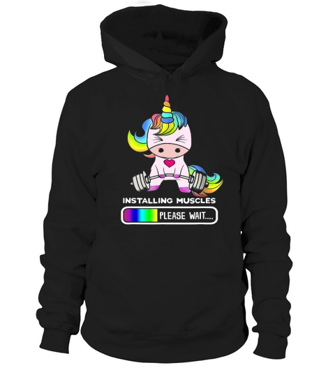 Unicorn Installing Muscles Please Wait Hoodie Unisex