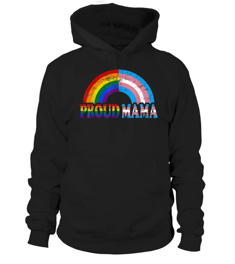 Vintage proud mama flag Rainbow LGBT transgender pride month Hoodie Unisex