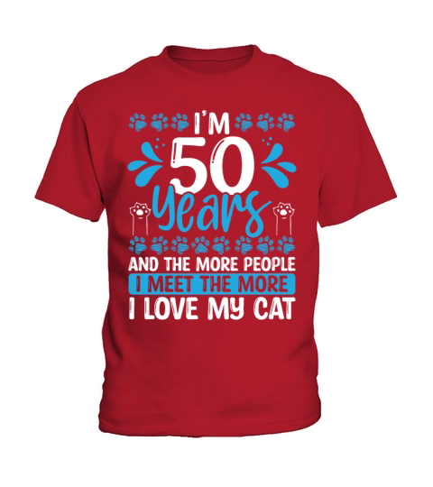 50 Year Old Cat Dad Cat 50th Birthday Kitten Lover Kids T-Shirt