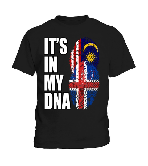 Malaysian And Icelandic Mix Heritage DNA Flag Kids T-Shirt