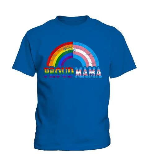 Vintage proud mama flag Rainbow LGBT transgender pride month Kids T-Shirt