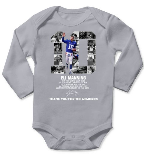 10 Eli Manning Thank You For The Memories Signature sh?t Long Sleeve Baby One-Piece