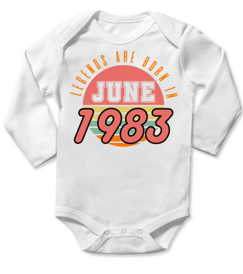 1983 vintage born in June gift Long Sleeve Baby One-Piece