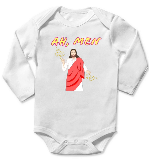 Ah Men Jesus Long Sleeve Baby One-Piece