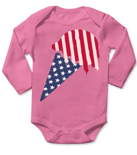 American flag ice cream funny design gift idea Long Sleeve Baby One-Piece