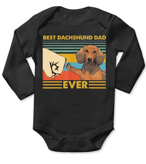 Best Dachshund Dad Ever Retro Vintage Sunset Long Sleeve Baby One-Piece