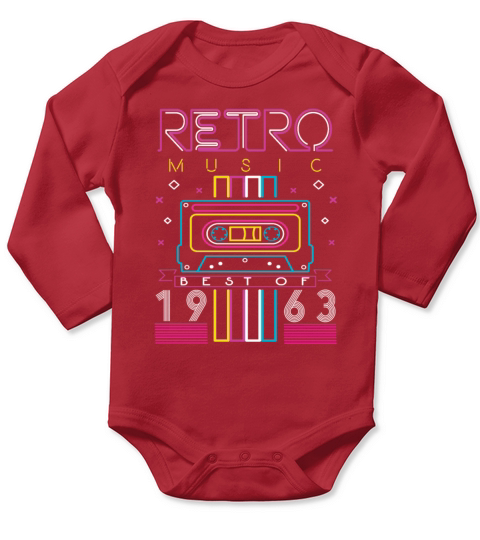 Best Of 1963 Retro Cassette Vintage Birthday Long Sleeve Baby One-Piece