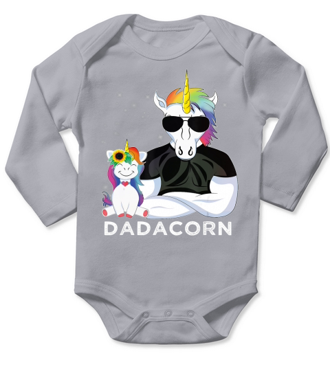 Dadacorn Muscle Unicorn Dad Baby, Daughter, Fathers Day Gift T-Shirt Long Sleeve Baby One-Piece