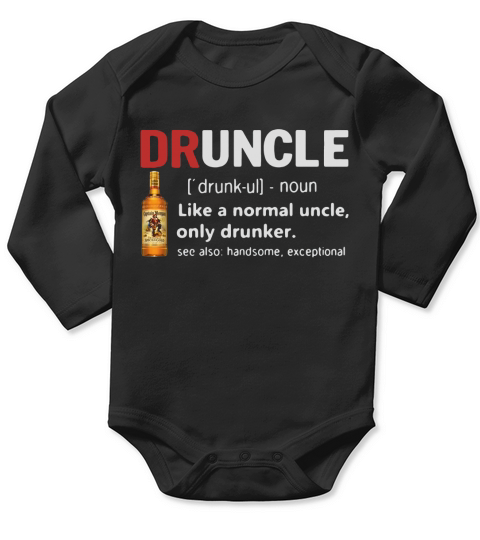 Druncle Captain Morgan Definition Meaning like a normal uncle only drunker shirt Long Sleeve Baby One-Piece