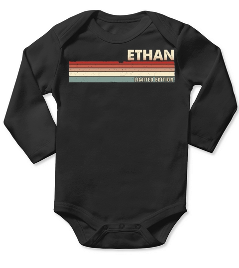 Ethan Funny Retro Vintage Name Surname 80s 90s Long Sleeve Baby One-Piece