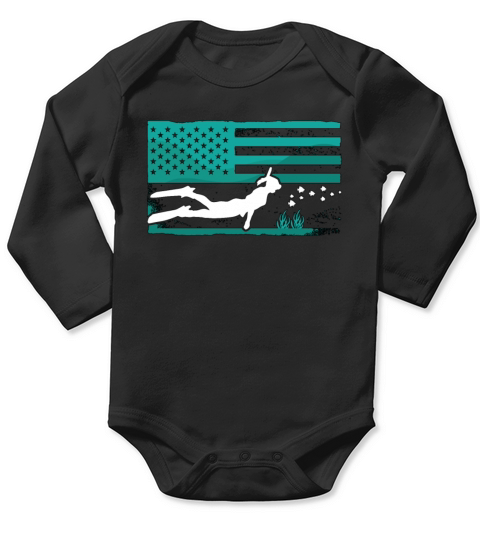 Freediving American Flag Diving Apnoe Freediver Long Sleeve Baby One-Piece