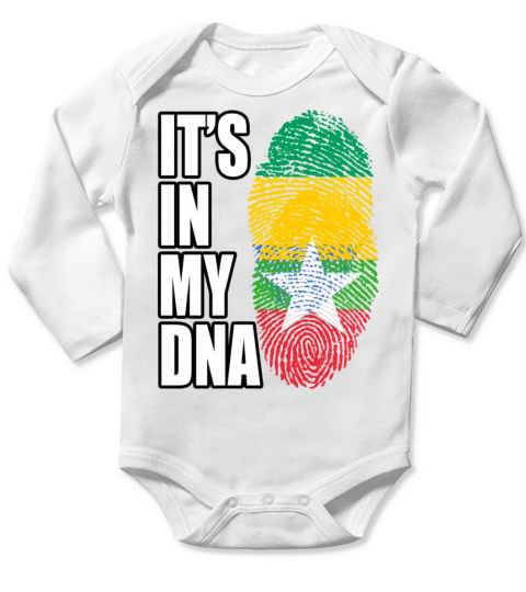 Gambian And Burmese Mix Heritage DNA Flag Long Sleeve Baby One-Piece