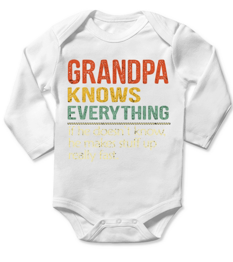 Grandpa Knows Everything Vintage 2020 Long Sleeve Baby One-Piece