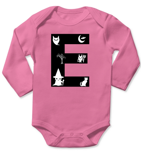 Halloween Alphabets Numbers Clipart E Long Sleeve Baby One-Piece