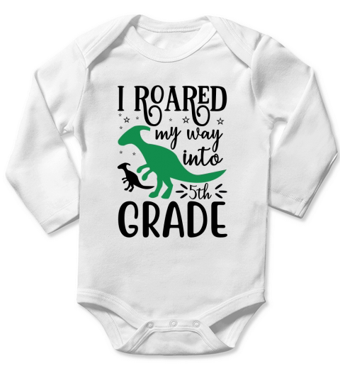 I roared my way into 5th grade Long Sleeve Baby One-Piece
