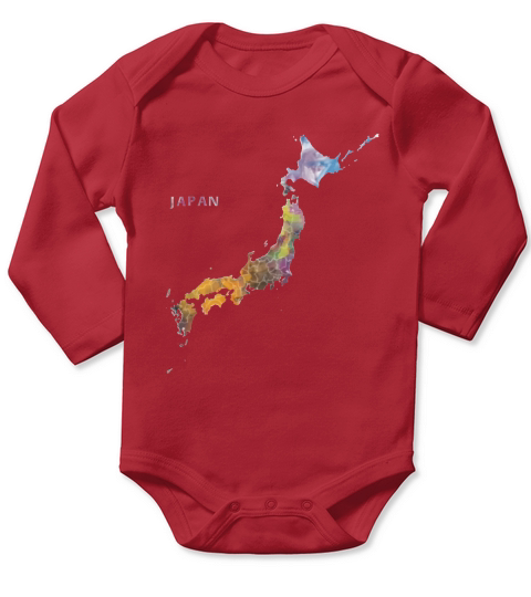 Japan Map Long Sleeve Baby One-Piece