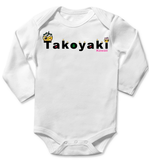 Kawaii Takoyaki Cute Japanese Food Vintage Design Long Sleeve Baby One-Piece