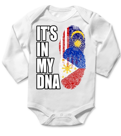 Malaysian And Filipino Mix Heritage DNA Flag Long Sleeve Baby One-Piece