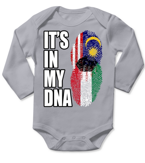 Malaysian And Kuwaiti Mix Heritage DNA Flag Long Sleeve Baby One-Piece