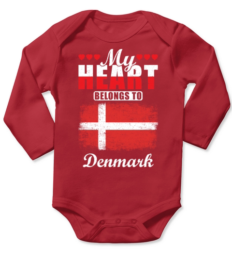 My Heart Belongs to Denmark Long Sleeve Baby One-Piece