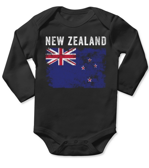 New Zealand Flag Distressed Long Sleeve Baby One-Piece