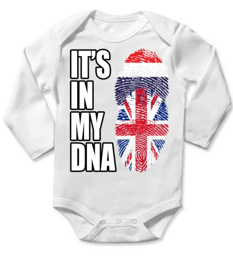 Thai And British Vintage Heritage DNA Flag Long Sleeve Baby One-Piece
