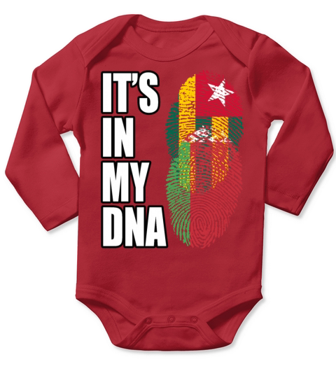 Togolese And Belarusian Mix Heritage DNA Flag Long Sleeve Baby One-Piece